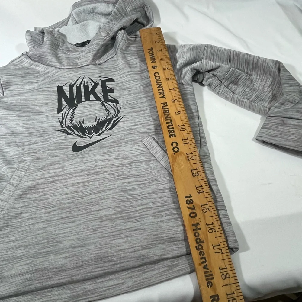NIKE DRI FIT BOY FLEECE ATHLETIC PULLOVER HOODIE YOUTH GRAY BLACK GRAPHIC XS A97